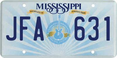 MS license plate JFA631