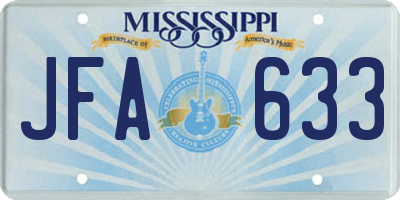 MS license plate JFA633