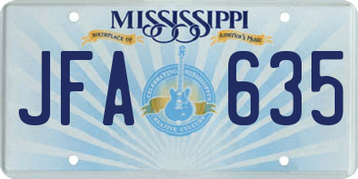 MS license plate JFA635