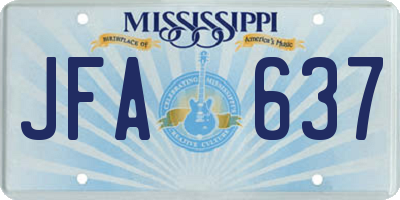 MS license plate JFA637