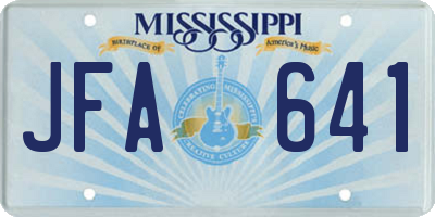 MS license plate JFA641
