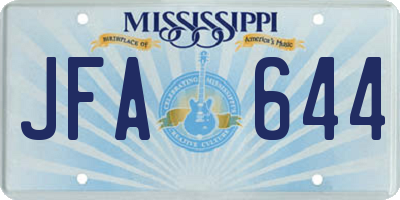 MS license plate JFA644