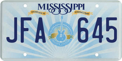 MS license plate JFA645