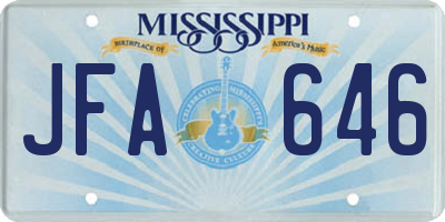 MS license plate JFA646