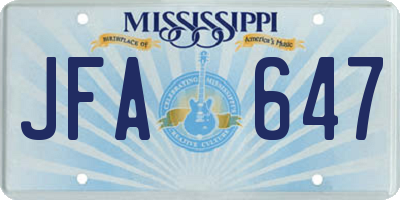MS license plate JFA647