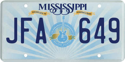 MS license plate JFA649
