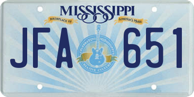 MS license plate JFA651