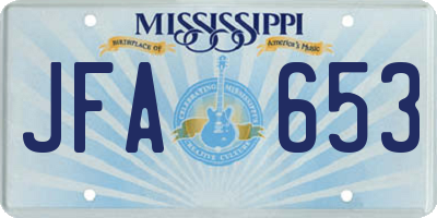 MS license plate JFA653
