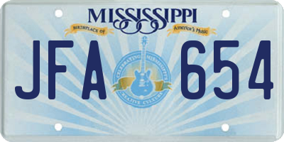 MS license plate JFA654