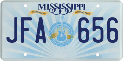 MS license plate JFA656