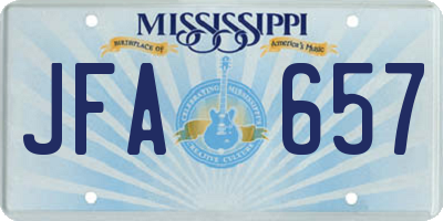 MS license plate JFA657