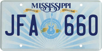 MS license plate JFA660