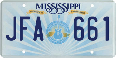 MS license plate JFA661