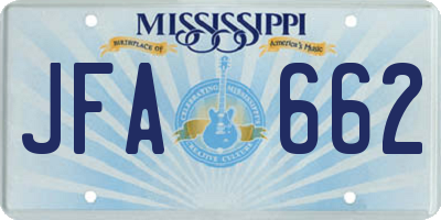 MS license plate JFA662
