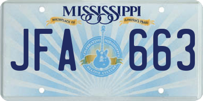 MS license plate JFA663