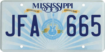 MS license plate JFA665