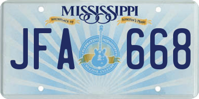 MS license plate JFA668