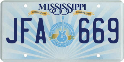 MS license plate JFA669
