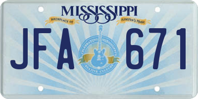 MS license plate JFA671