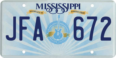 MS license plate JFA672