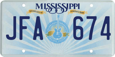MS license plate JFA674