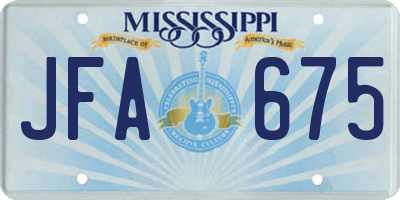 MS license plate JFA675
