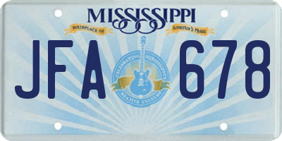 MS license plate JFA678
