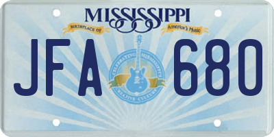 MS license plate JFA680