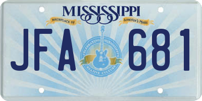 MS license plate JFA681