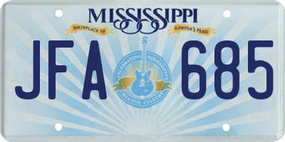 MS license plate JFA685