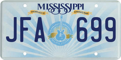 MS license plate JFA699