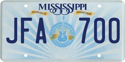 MS license plate JFA700