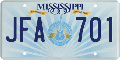 MS license plate JFA701