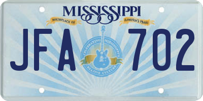 MS license plate JFA702