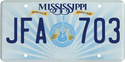 MS license plate JFA703