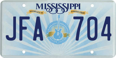 MS license plate JFA704