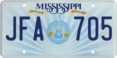 MS license plate JFA705