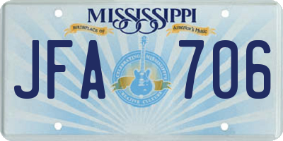 MS license plate JFA706