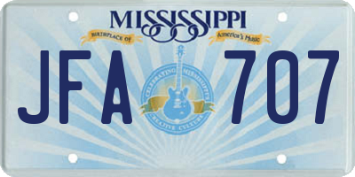 MS license plate JFA707