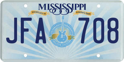 MS license plate JFA708