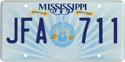 MS license plate JFA711