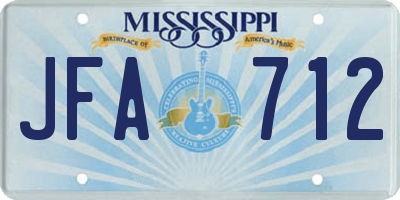 MS license plate JFA712