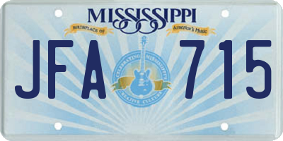 MS license plate JFA715