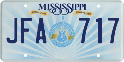 MS license plate JFA717