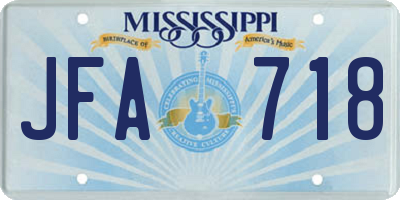 MS license plate JFA718