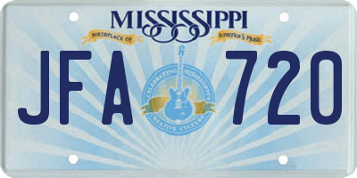 MS license plate JFA720