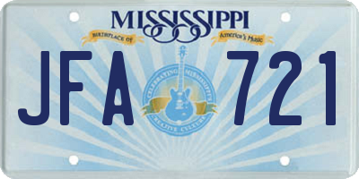MS license plate JFA721