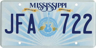 MS license plate JFA722