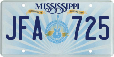 MS license plate JFA725