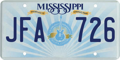 MS license plate JFA726